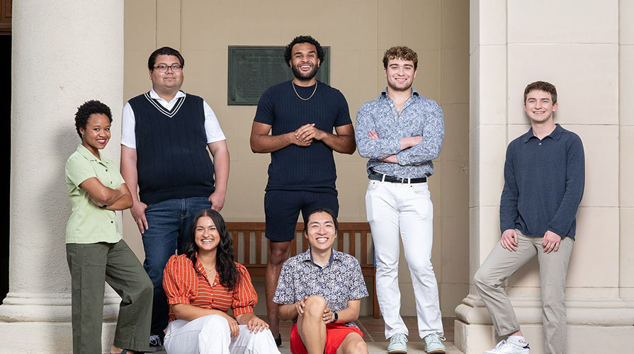 A group of seven Occidental College Obama Scholars standing together
