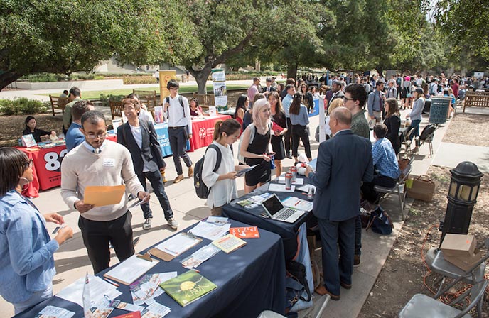 Oxy students meet with potential employers at the career fai