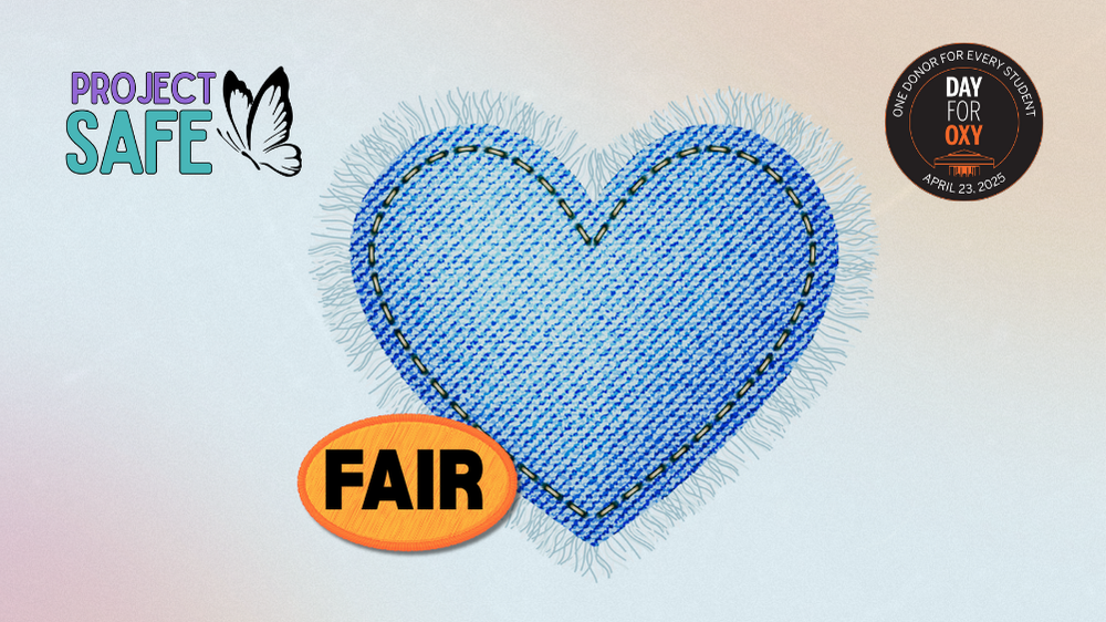 A flyer advertising Project SAFE's Denim Day Fair for Take Back the Week 2025