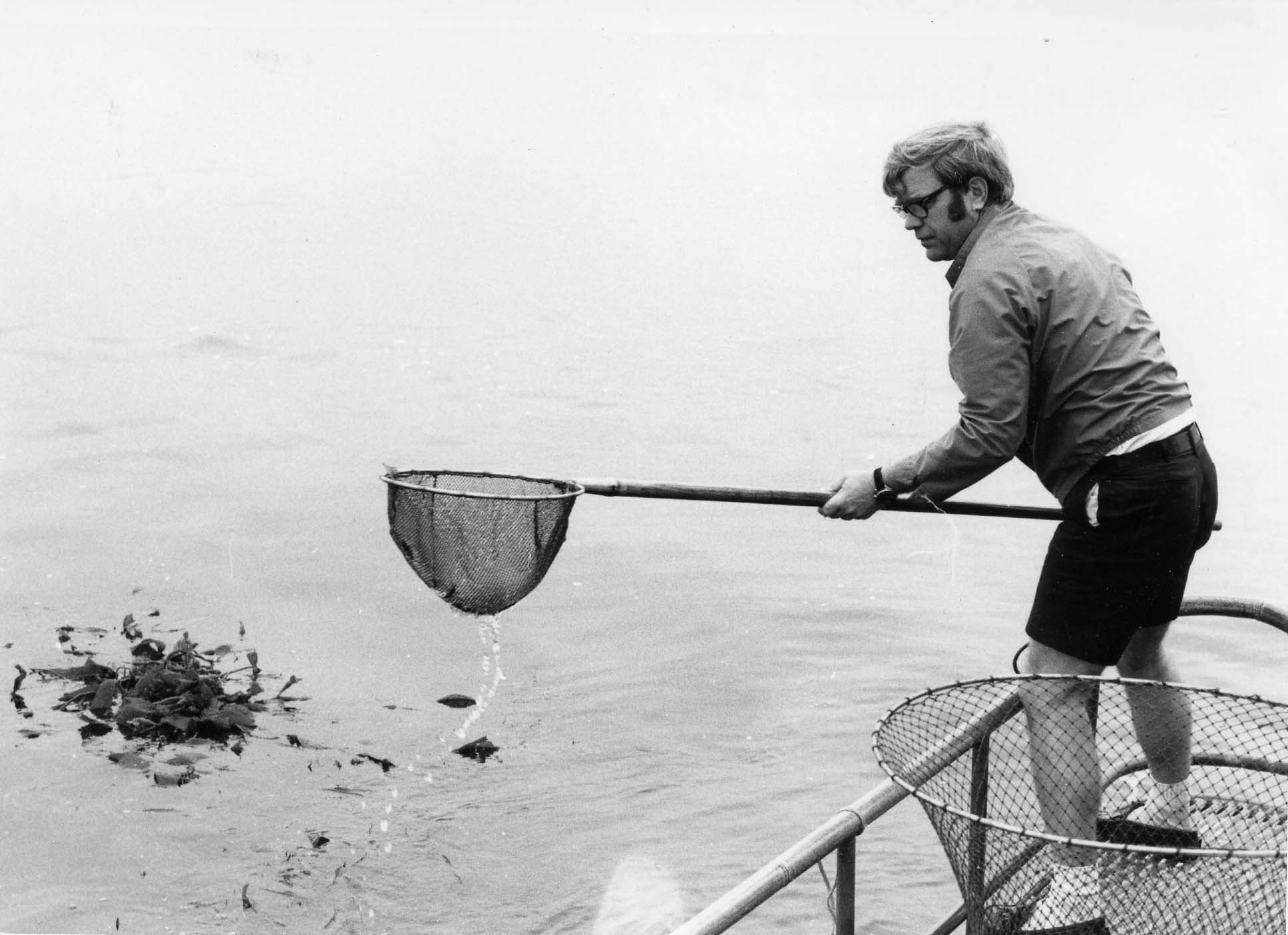 Doc - Dr. John Stephens scoops fish from a kelp patty