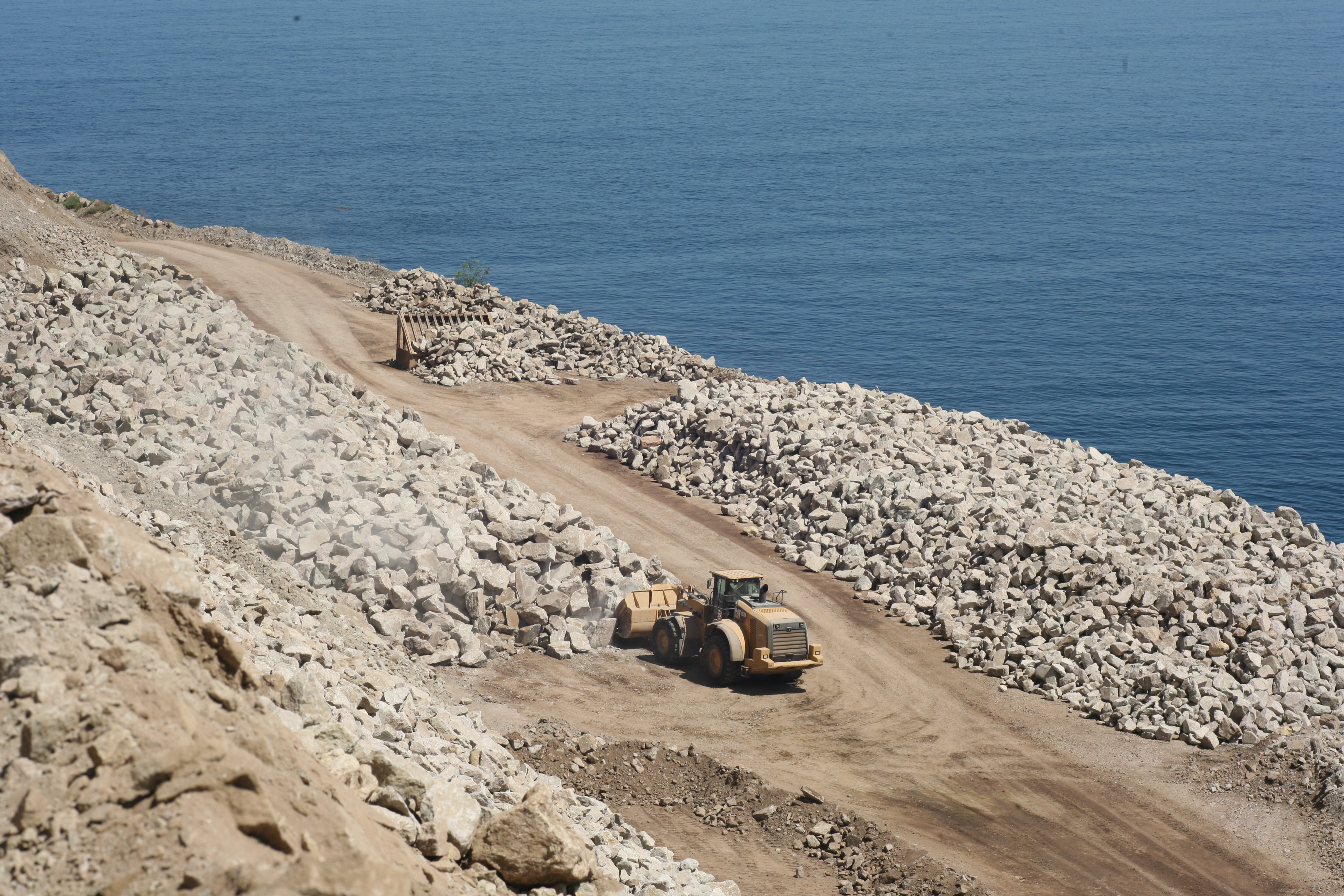 Rocks from the quarry ready for the reef