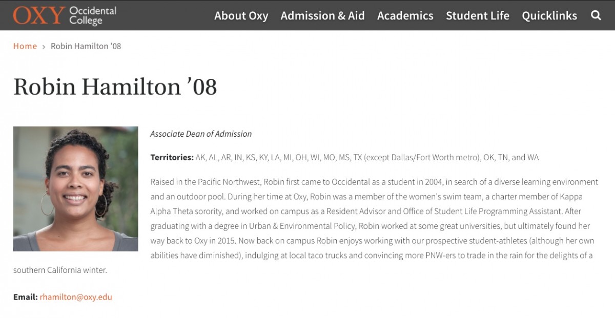 screenshot of a person profile page