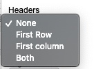 Table header options