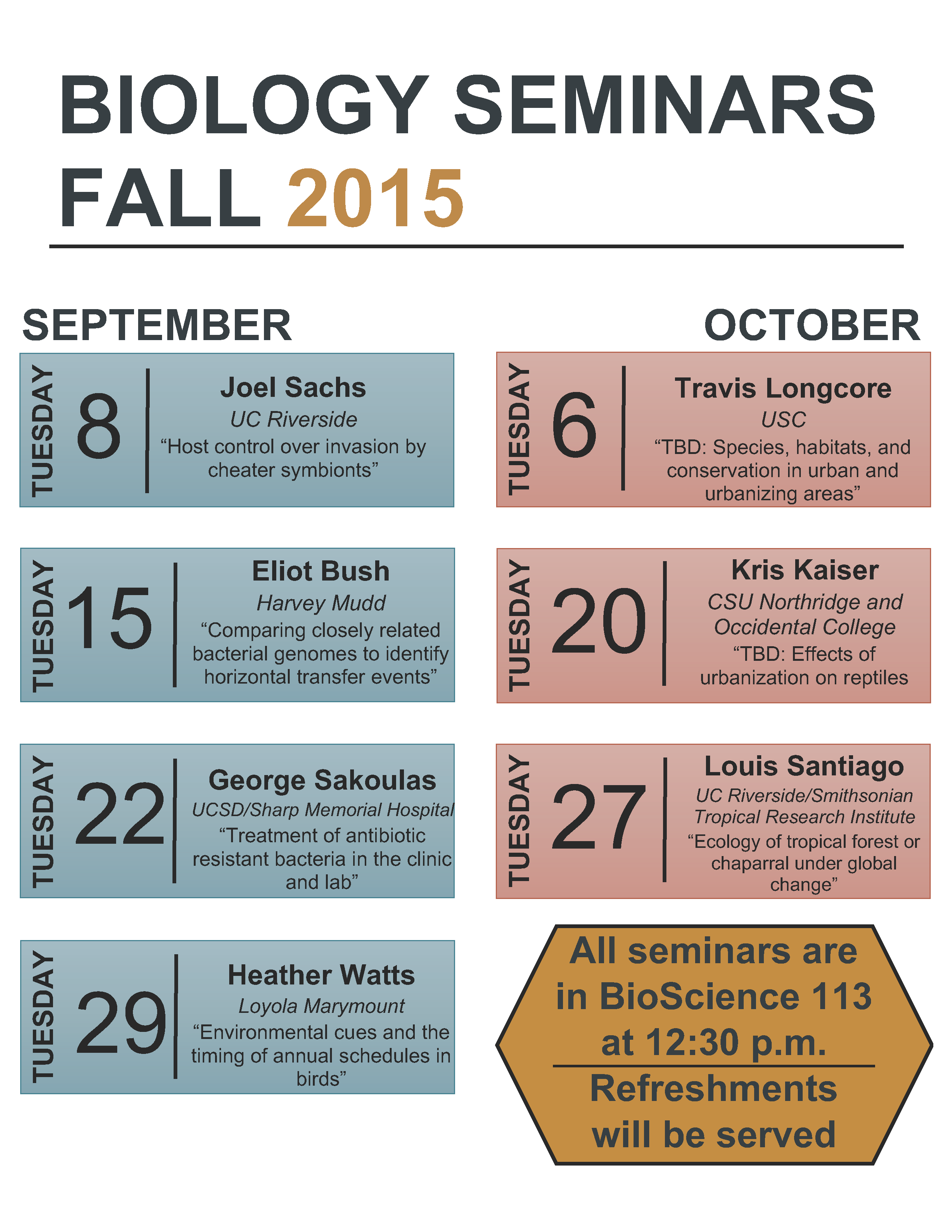 Image for Biology Seminars Fall 2015