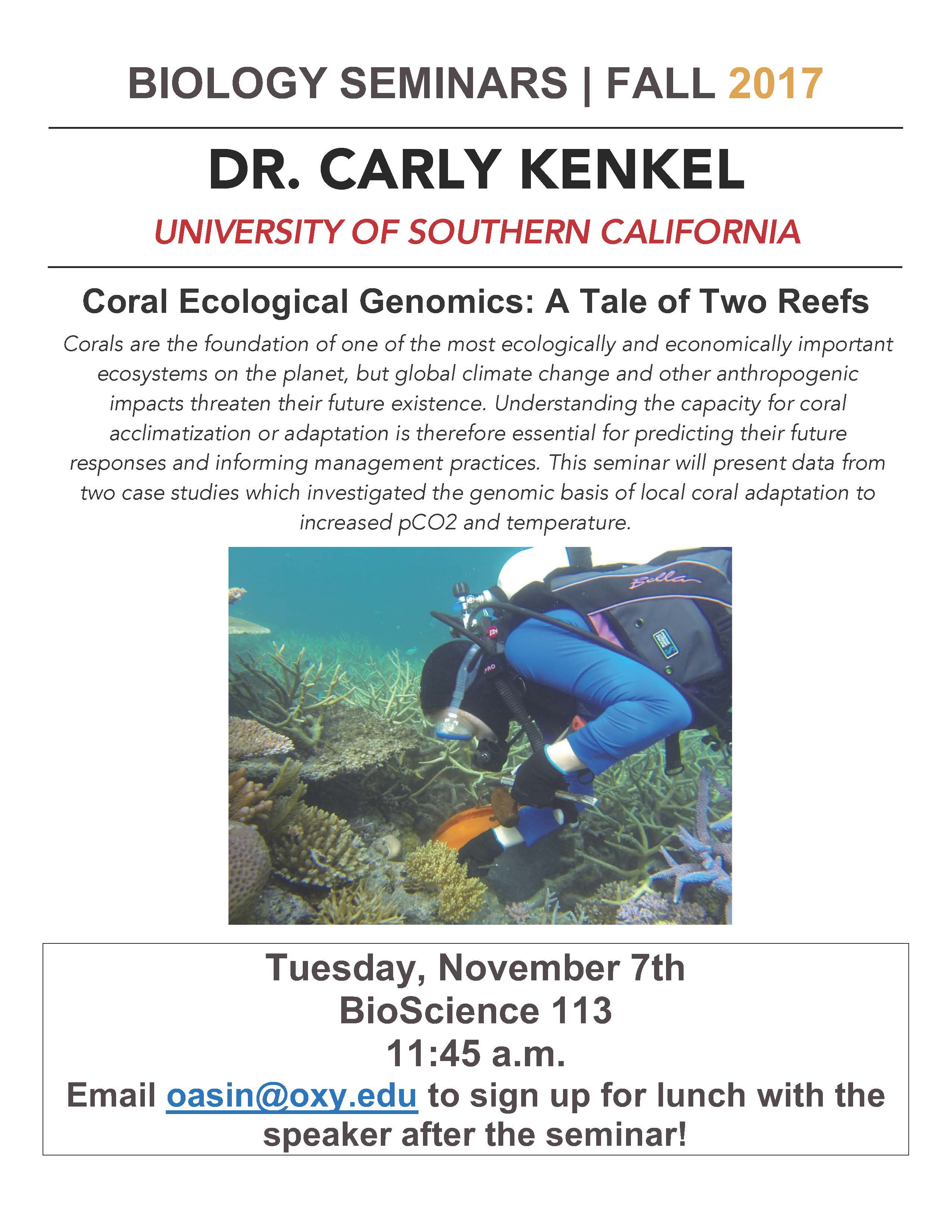 Image for Dr. Carly Kenkel - Coral Ecological Genomics: A Ta