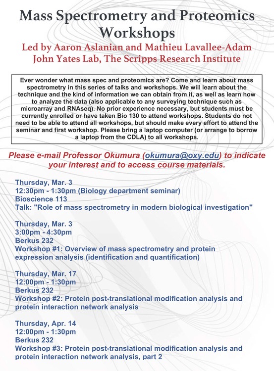 Image for Mass Spectrometry and Proteomics Workshops