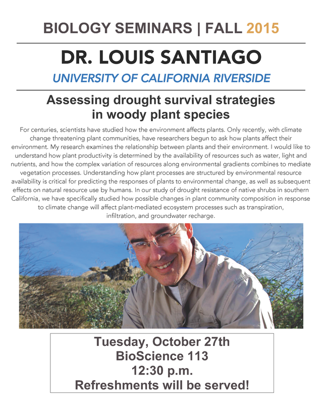 Image for Dr. Louis Santiago: Assessing drought survival str