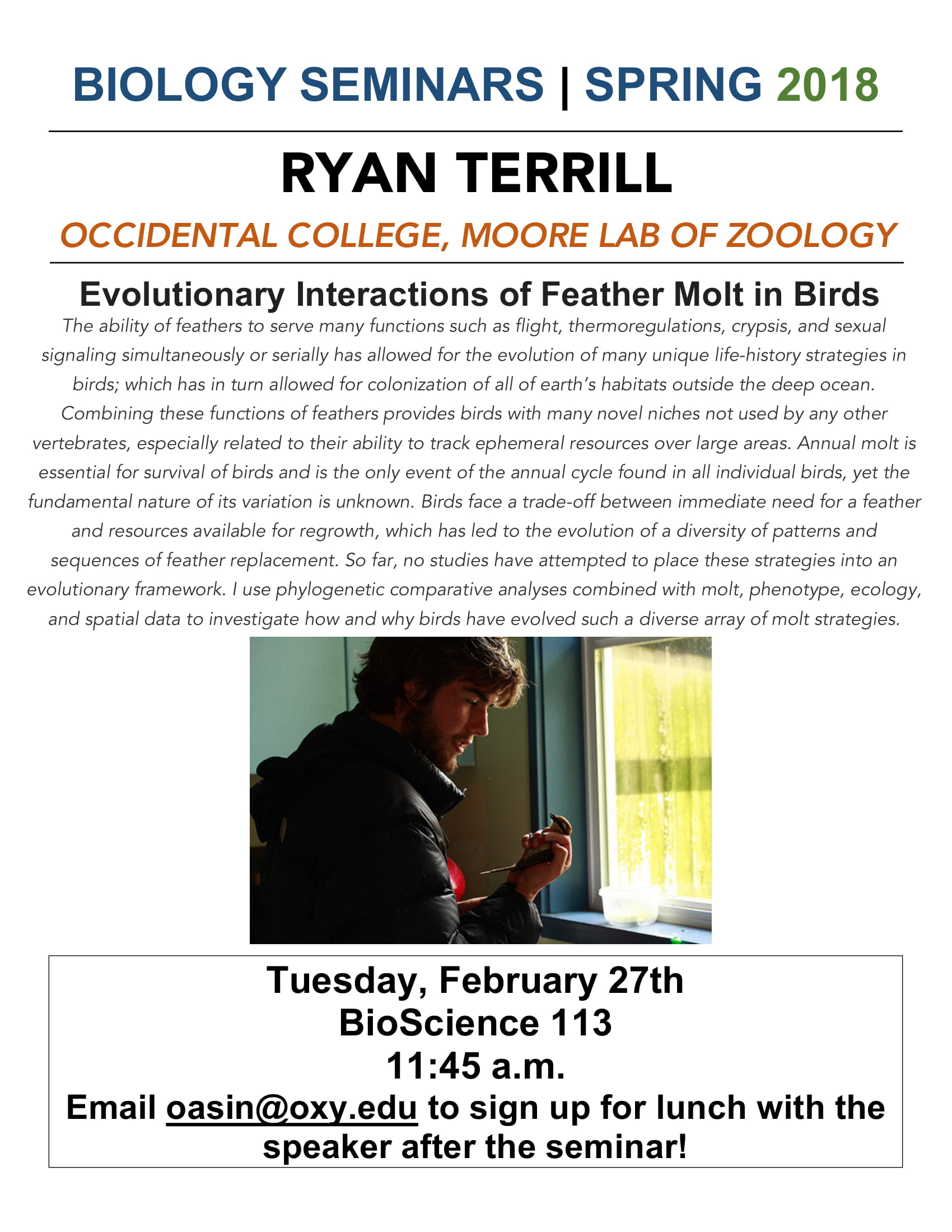 Image for Ryan Terrill: Evolutionary Interactions of Feather