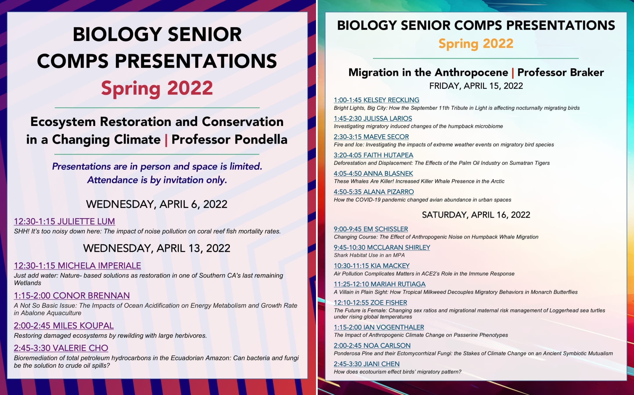 A picture of both comps section schedules side by side