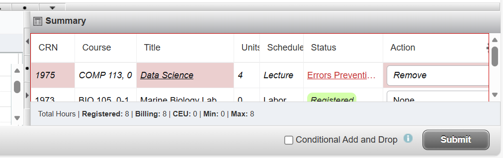 Instructional Screenshot CRN