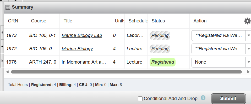 Instructional Screenshot CRN