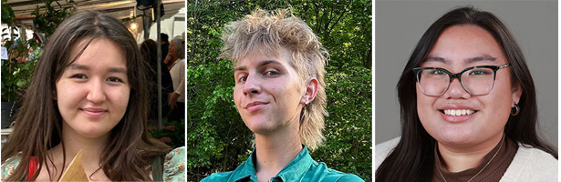three headshots of smiling economics majors