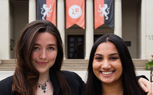 Students Julia Eubanks and Wafa Abedin