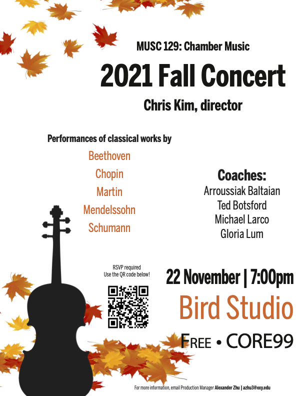 Occidental College Chamber Music | Fall Concert Poster