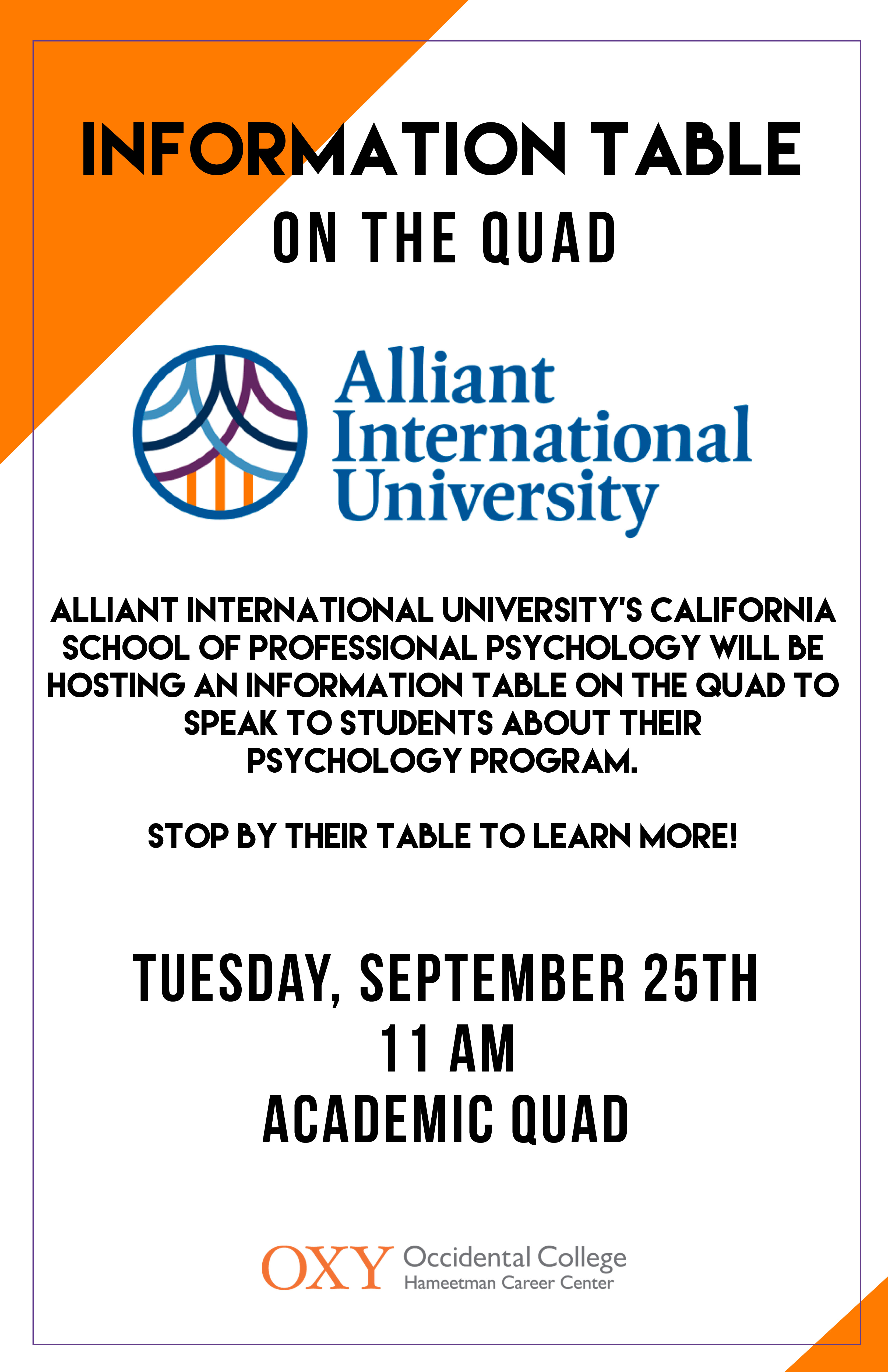 Image for Alliant International University Tabling on the Qu