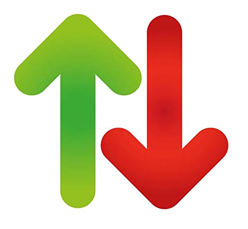 One green arrow pointing up, one red arrow pointing down.