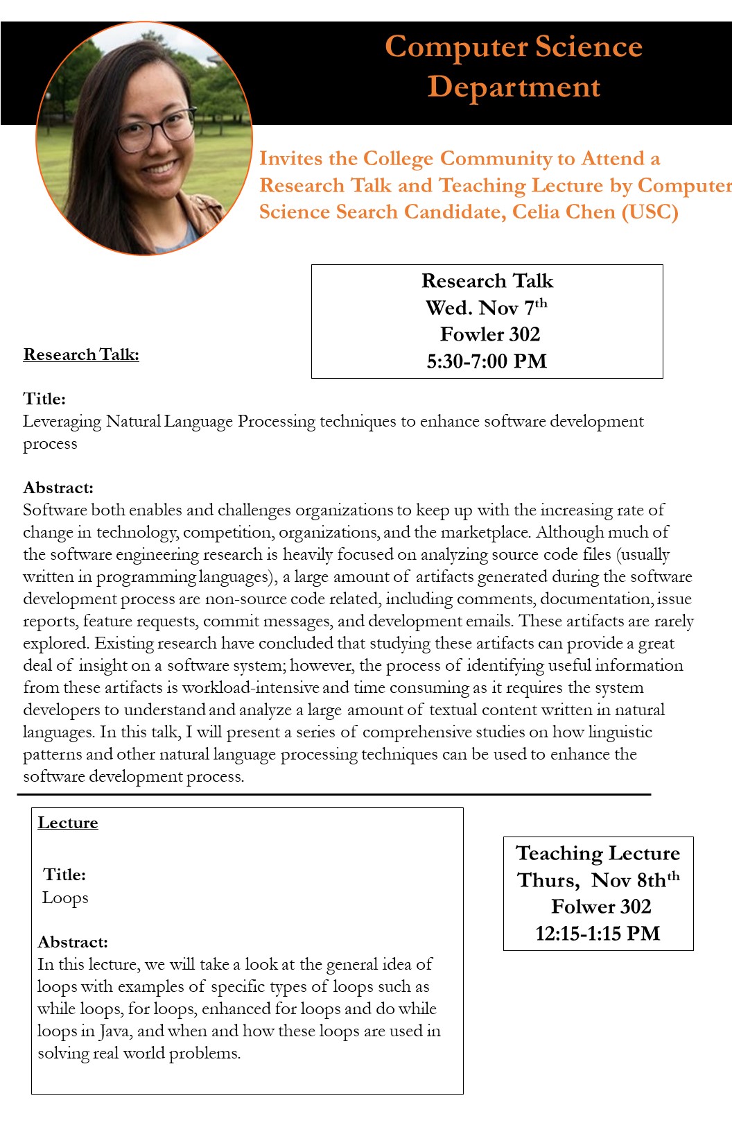 Image for Talk and Teaching Lecture by Computer Science Sear
