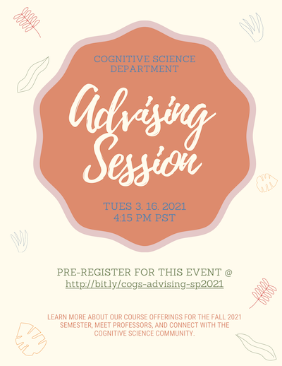 Event poster for the cognitive science advising event