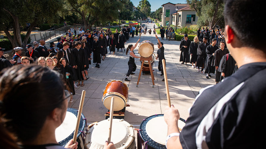 Students filing into Thorne Hall during Convocation