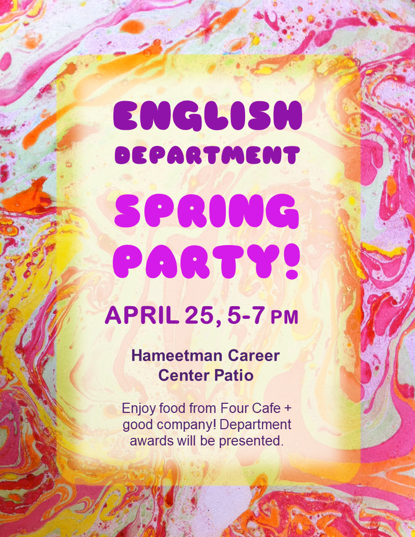 Spring party poster with marbling
