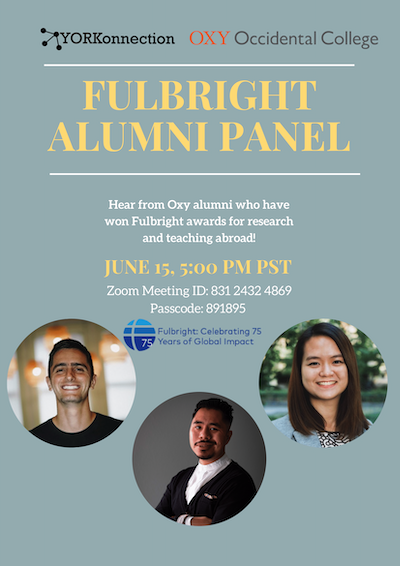 Event poster for Fulbright alumni panel
