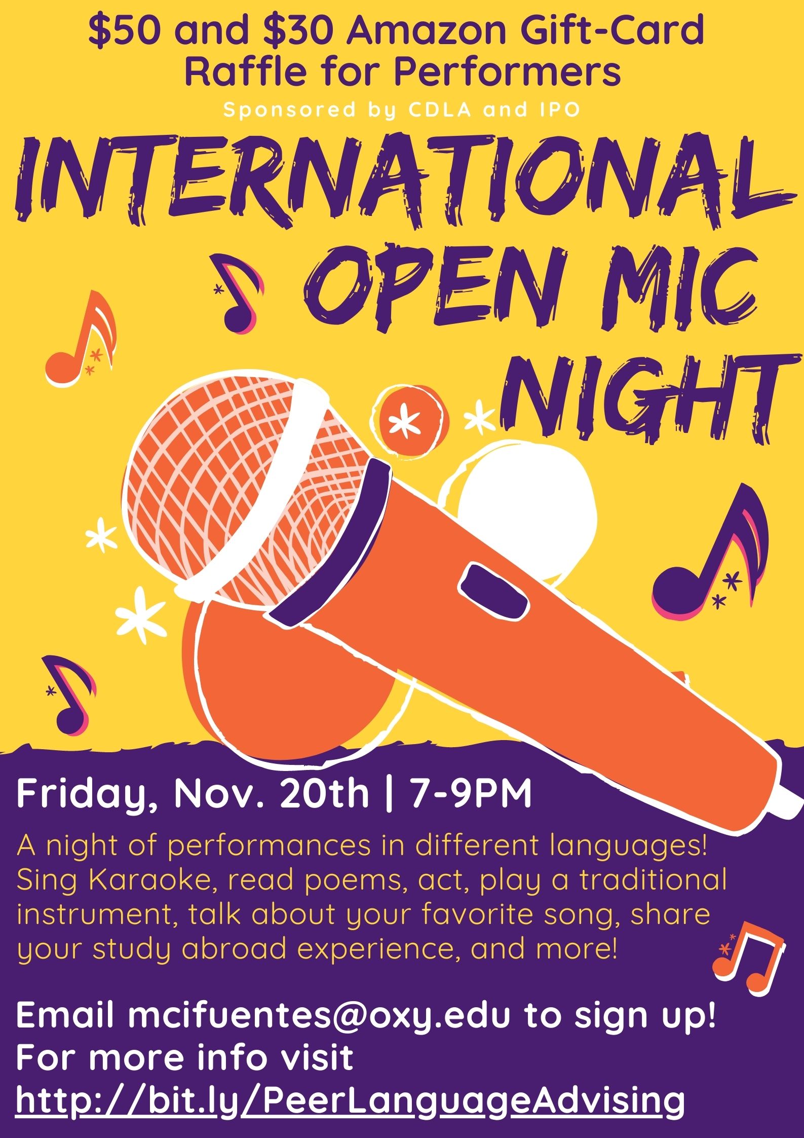 International Open Mic Night event poster