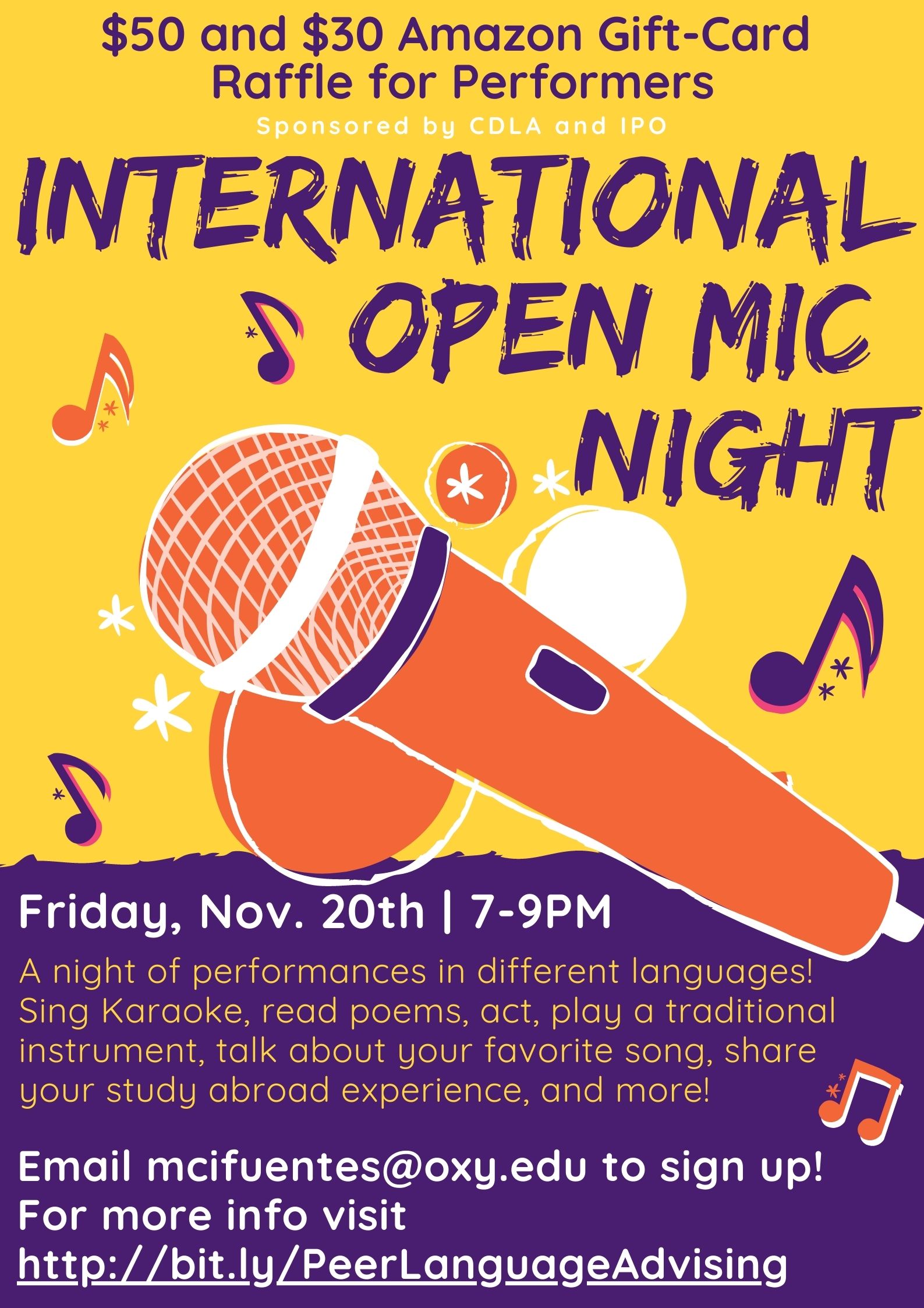 International Open Mic Night Poster International Open Mic Night event poster