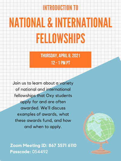 Event flyer for introduction to national and international fellowships