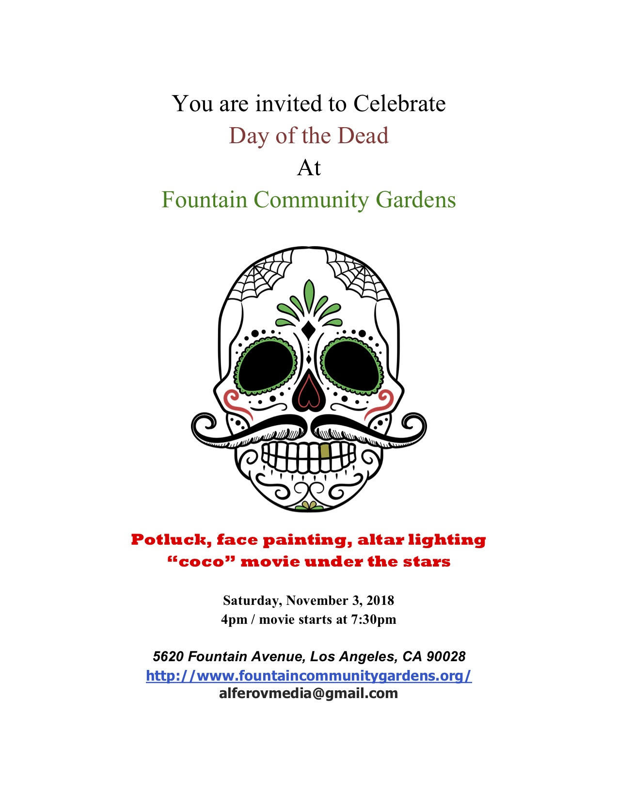 Image for Day of the Dead Celebration with Fountain Communit