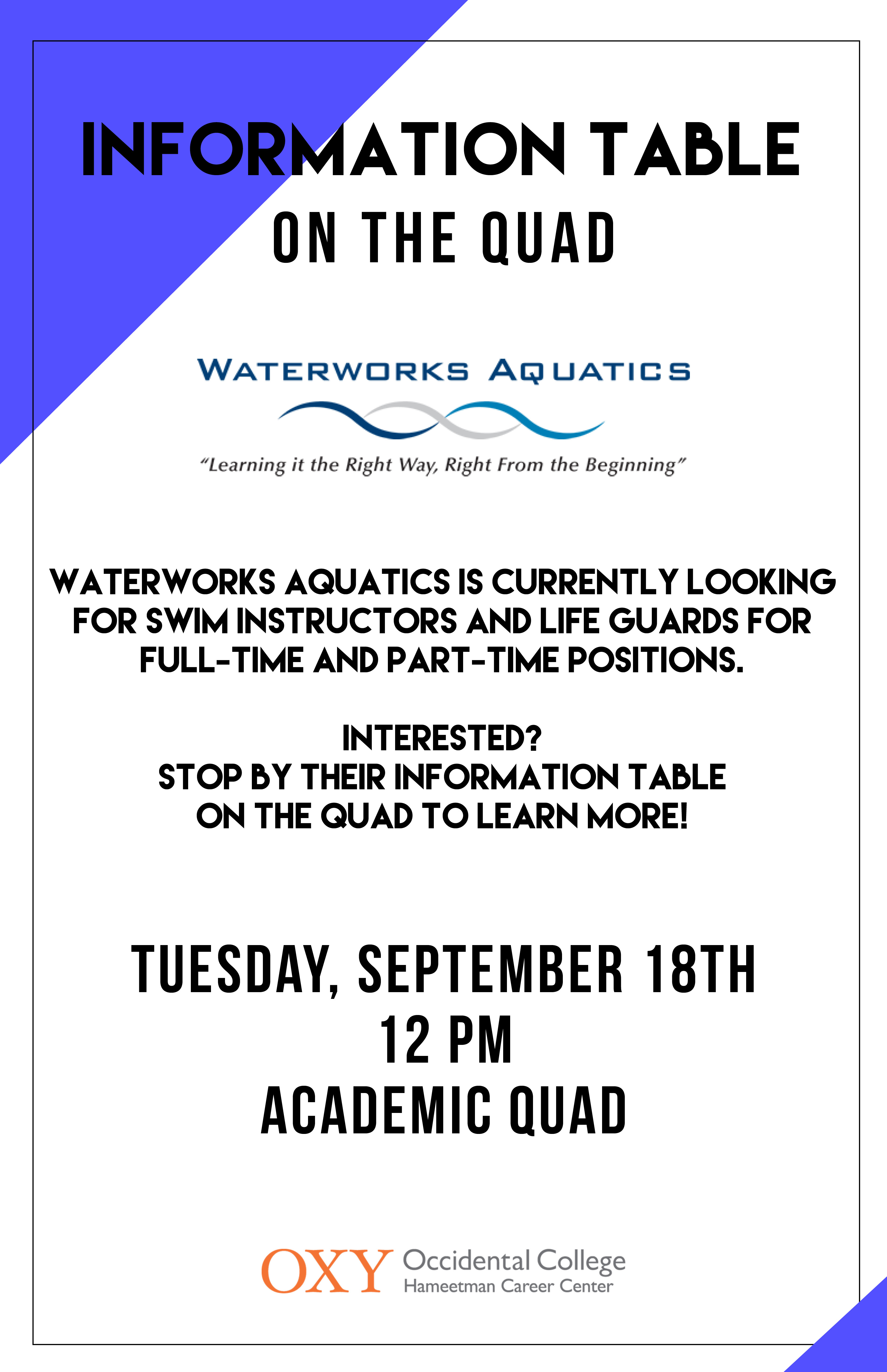 Image for Waterworks Aquatics Tabling Event