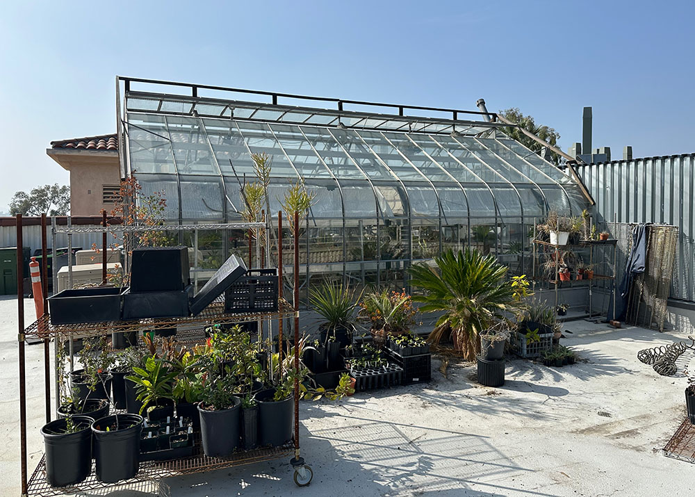 The Occidental College greenhouse from the outside