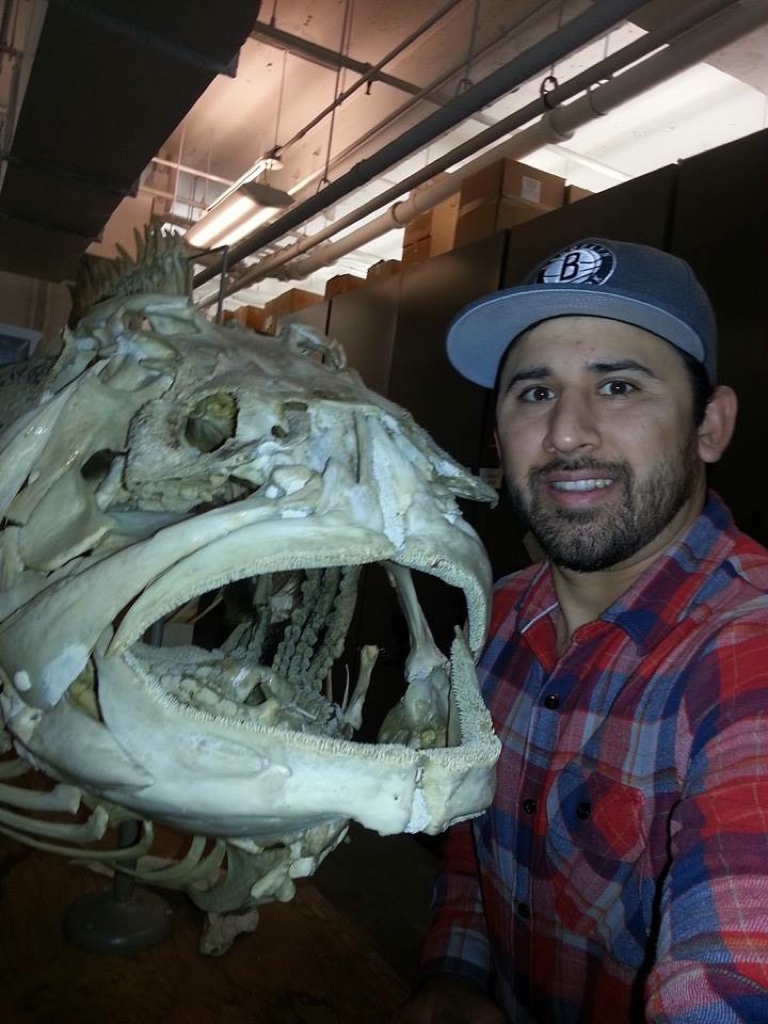 Dr. Chris Martinez with fish skeleton