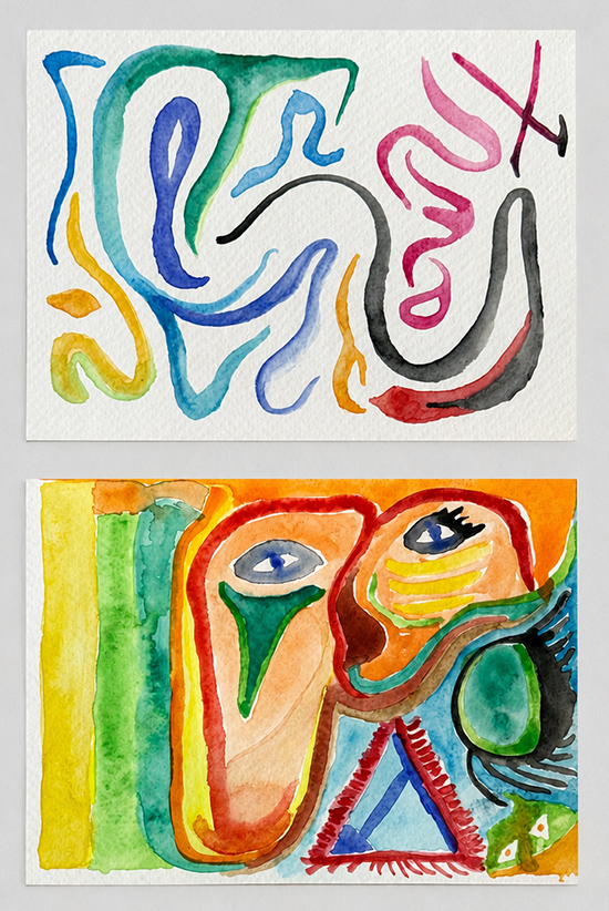Postcards painted by Professor Amy Lyford