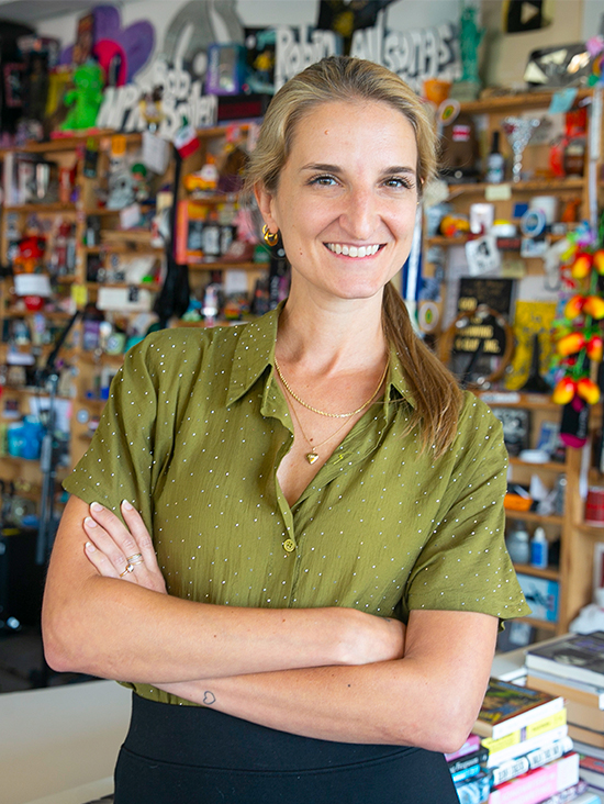 Lonsdorf on the set of NPR's popular Tiny Desk Concerts series in June 2026.