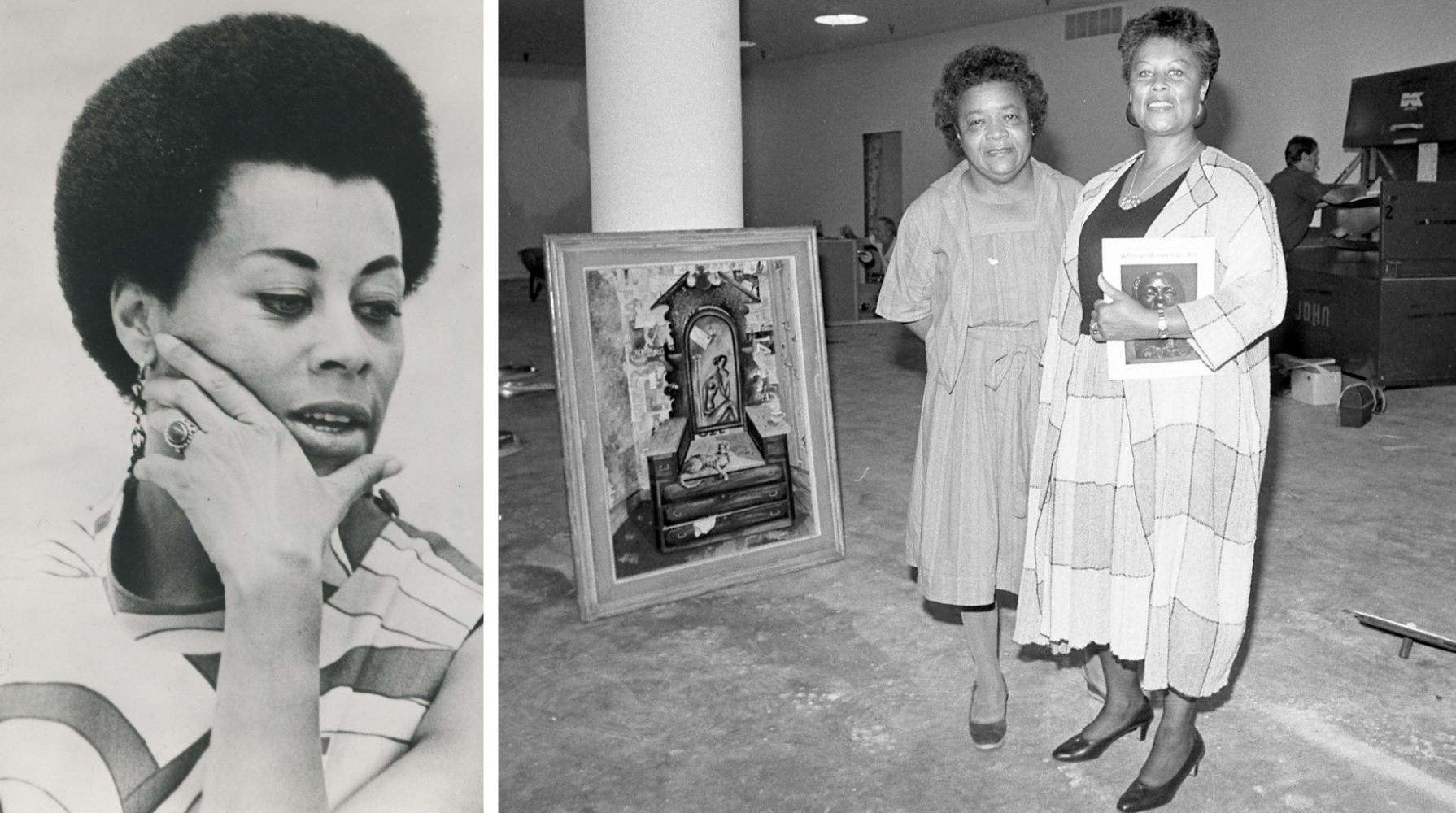 Mary Jane Hewitt at Oxy (1974) and with Museum of African American Art in Los Angeles founder Samella Lewis (1984)