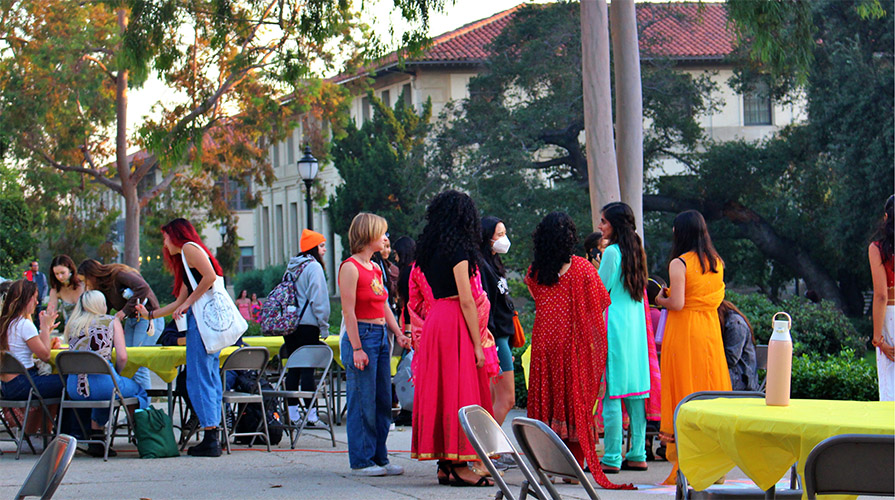 Students gathered on the Quad for a Diwali celebration event