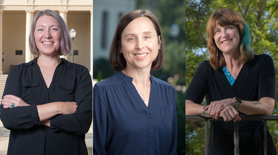 (l to r) Profs. Kristi Upson-Saia, Sharla Fett and Amy Lyford