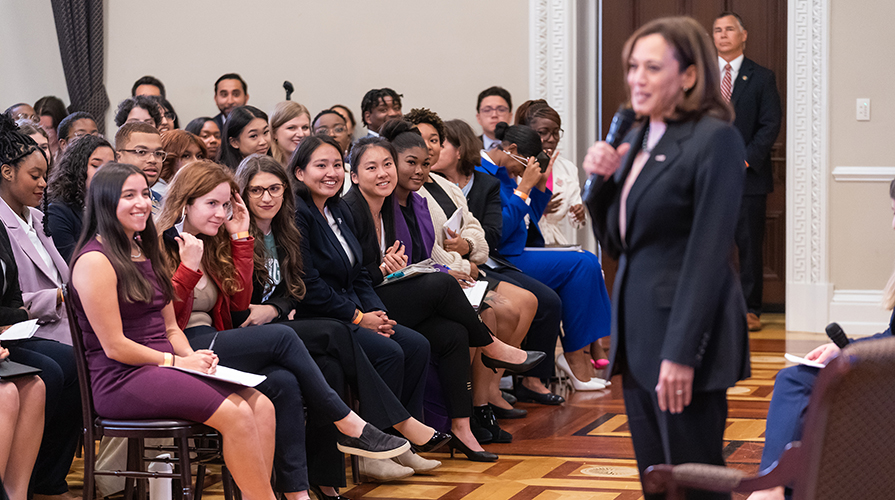 Ellie Findell '23 attended a White House meeting with Vice President Kamala Harris.