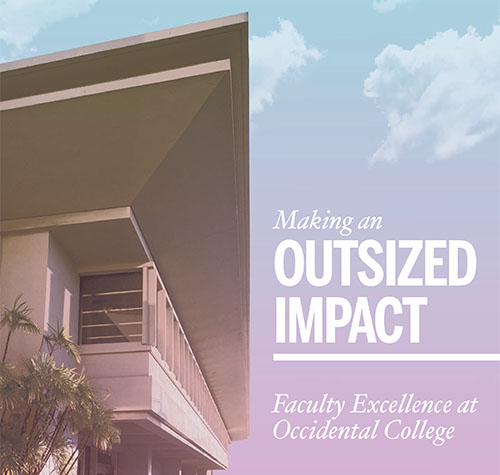 Cover for faculty excellence brochure showing photo of library