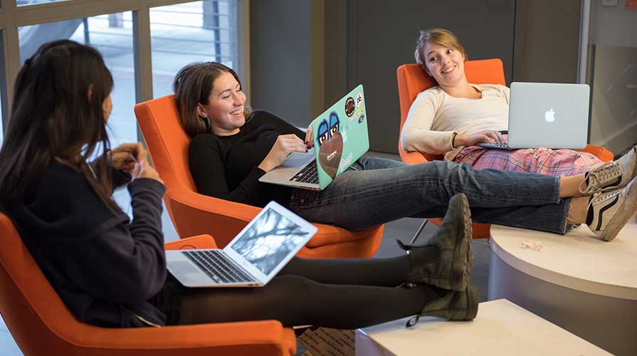 Students studying together in the student center
