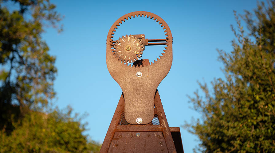 Tzolkin art sculpture in the quad