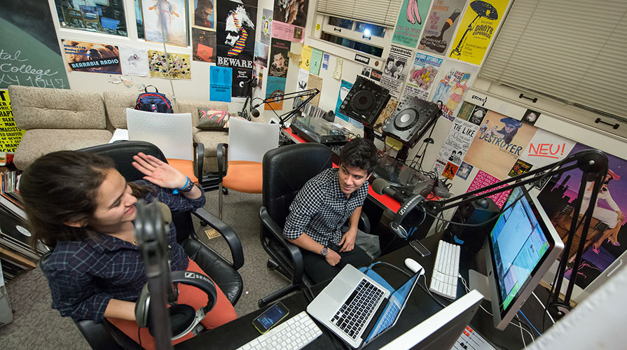 Students in the KOXY student radio studio