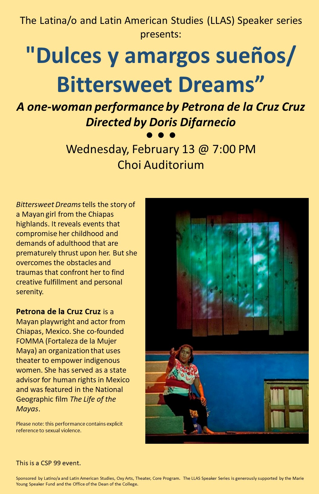 Poster for Petrona de la Cruz Cruz performance