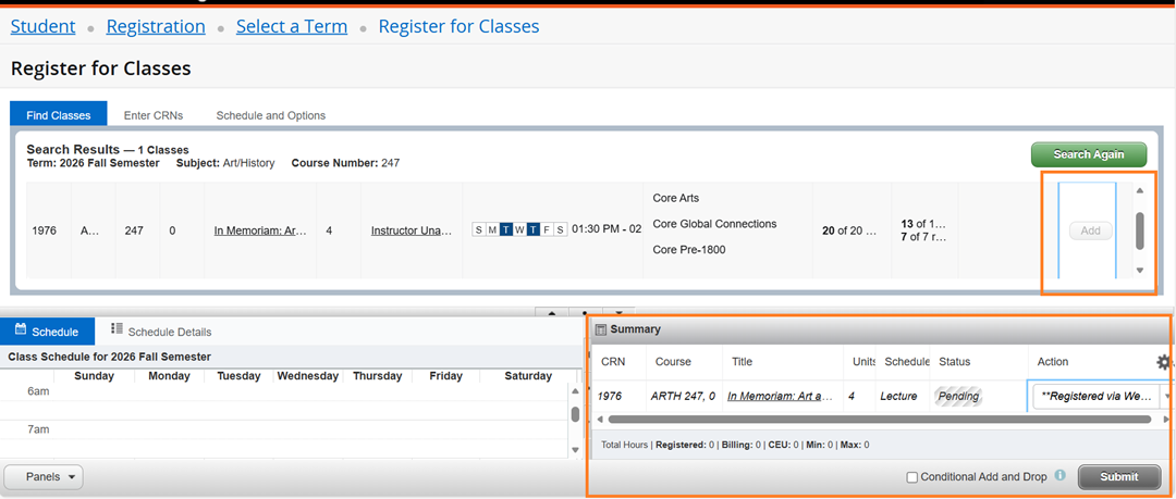 Instructional Screenshot Registration