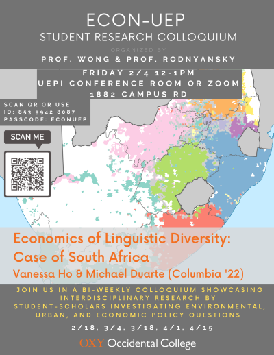 ECON-UEP Student Colloquium: Economics of Linguistic Diversity: Case of South Africa