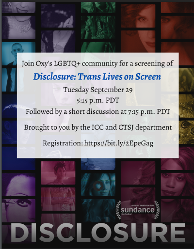Image of Flyer for Disclosure: Trans Lives on Screen Event Image of Flyer for Disclosure: Trans Lives on Screen Event
