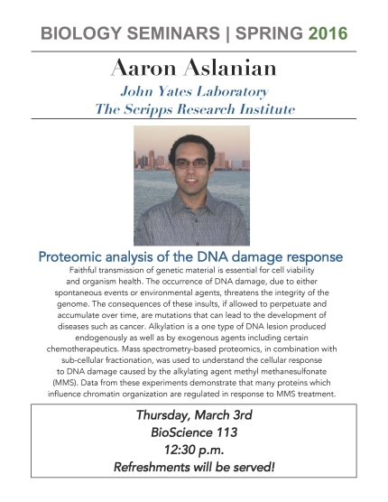 Image for Aaron Aslanian: Proteomic analysis of the DNA damage response