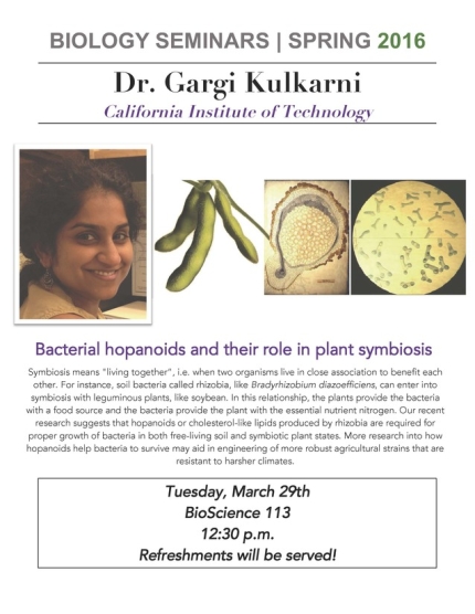 Image for Dr. Gargi Kulkarni: Bacterial hopanoids and their role in plant symbiosis