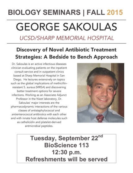 Image for George Sakoulas: Discovery of Novel Antibiotic Treatment Strategies: A Bedside to Bench Approach