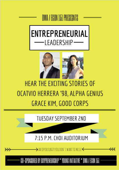 Image for Grace Kim and Octavio Herrera visit DWA 151: Entrepreneurial Leadership